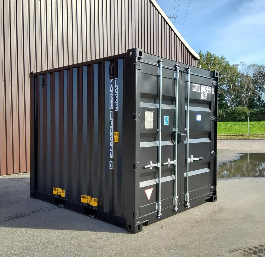 Ny 10 fods skibscontainer – RAL 7016 (sort)
